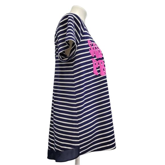 Hand Printed Upcycled Womens Large Somebody's Praying Short Sleeve Blouse Tee - Picture 3 of 5